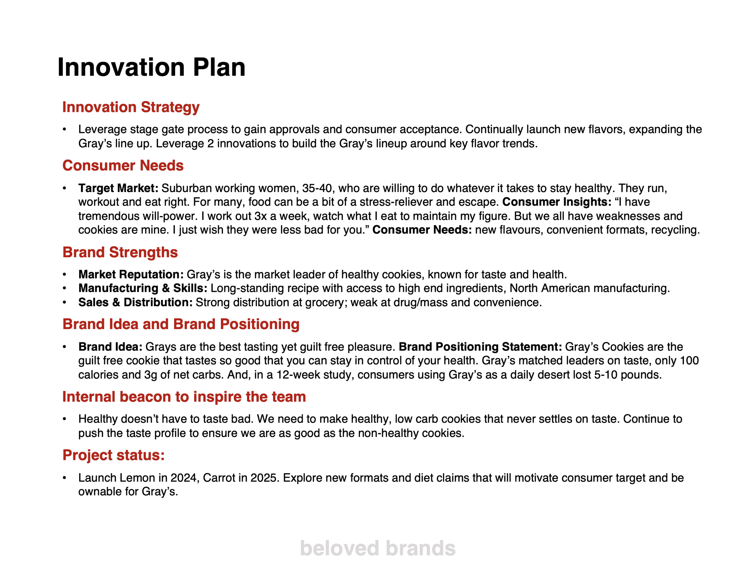 Innovation Plan as part of the marketing plan template