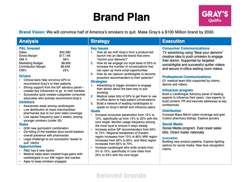 Healthcare Brand Plan example