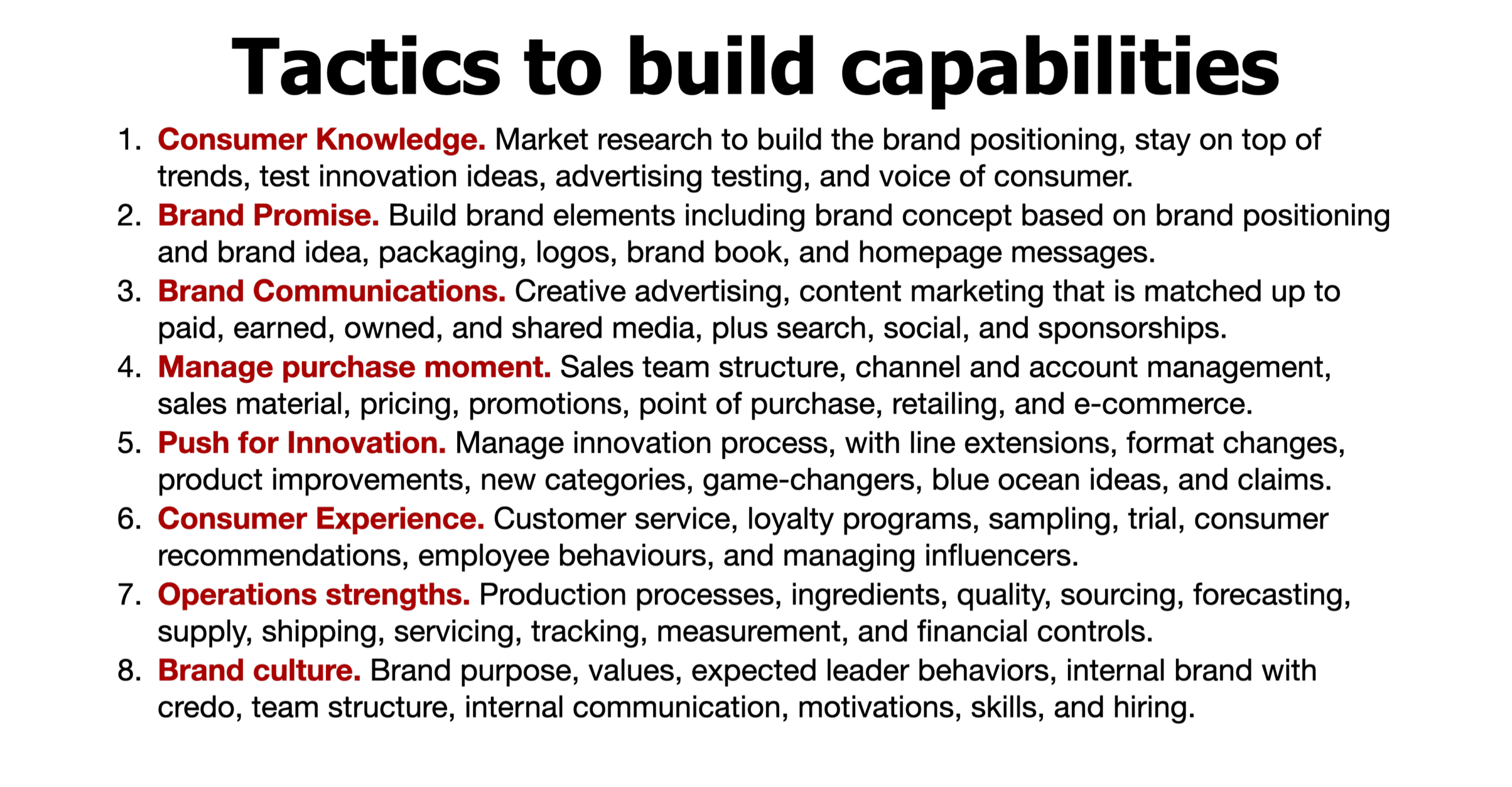 Building Capabilities to support the brand